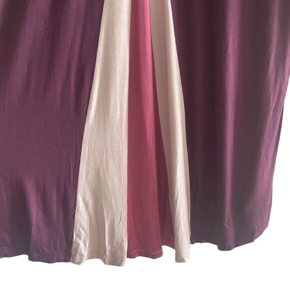 LOGO Lori Goldstein Purple Soft Tunic Top Color Block Back Women’s Sz Small QVC - Picture 3 of 4